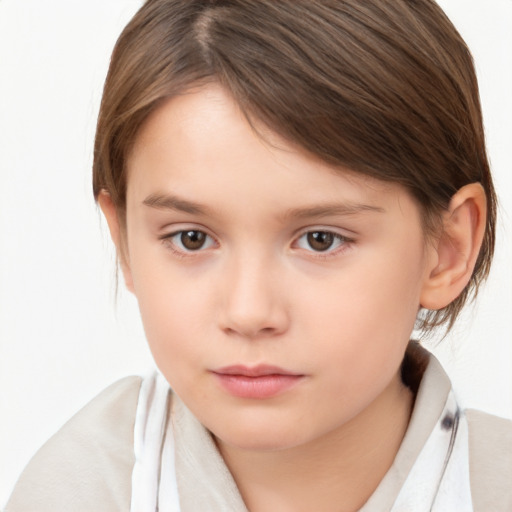 Neutral white child female with medium  brown hair and brown eyes