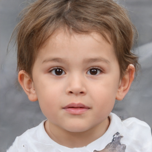 Neutral white child male with short  brown hair and brown eyes