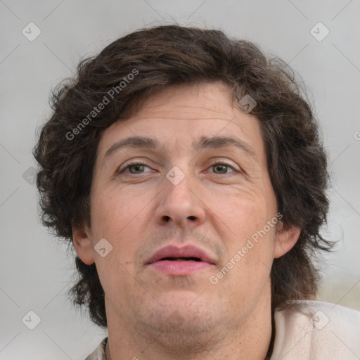 Neutral white adult male with short  brown hair and brown eyes