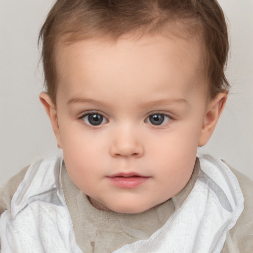 Neutral white child female with short  brown hair and brown eyes