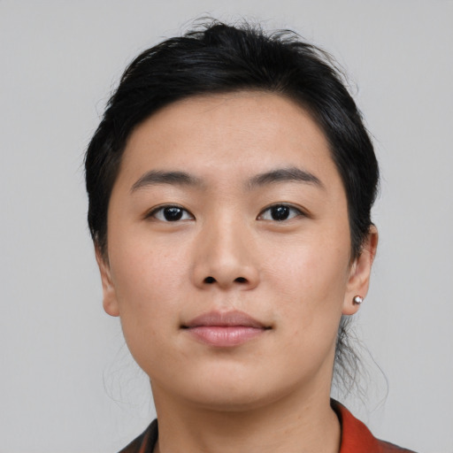 Neutral asian young-adult male with medium  black hair and brown eyes