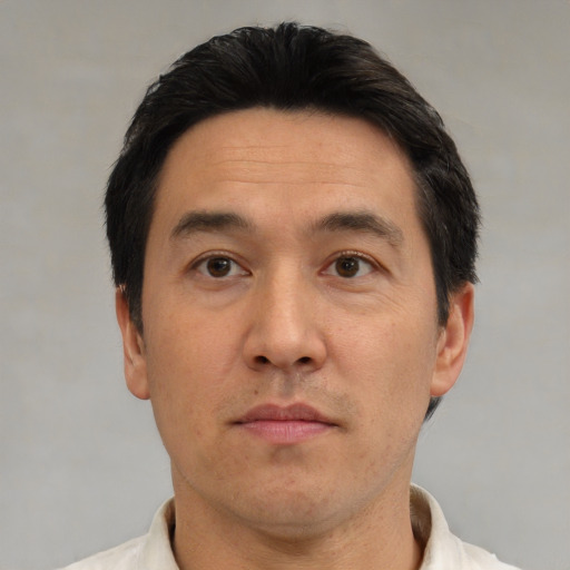 Neutral white adult male with short  brown hair and brown eyes