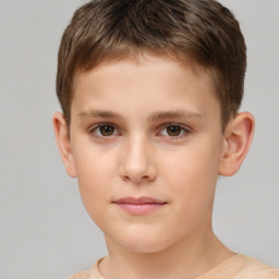 Neutral white child male with short  brown hair and brown eyes