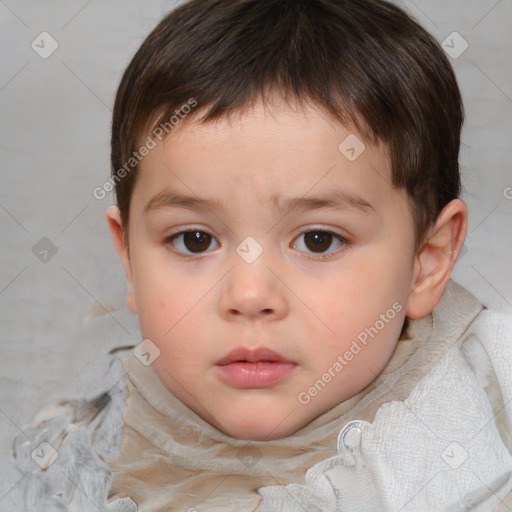 Neutral white child male with short  brown hair and brown eyes