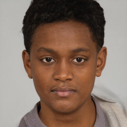 Neutral black young-adult male with short  brown hair and brown eyes