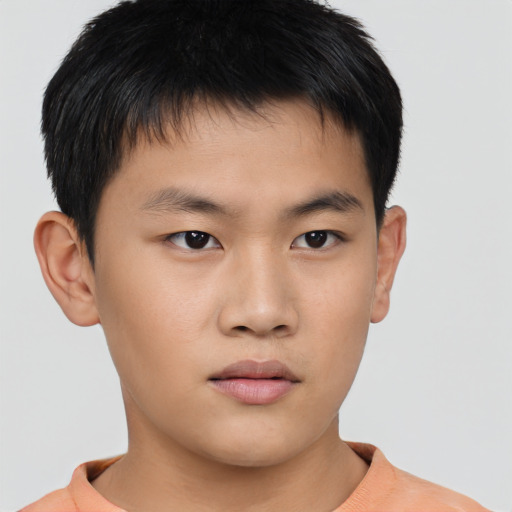 Neutral asian young-adult male with short  brown hair and brown eyes