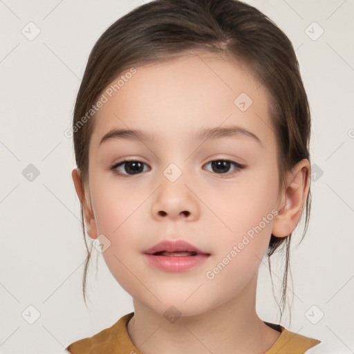 Neutral white child female with medium  brown hair and brown eyes