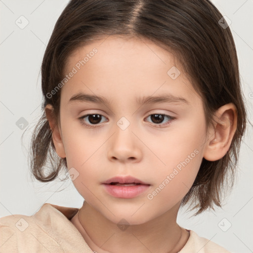 Neutral white child female with medium  brown hair and brown eyes