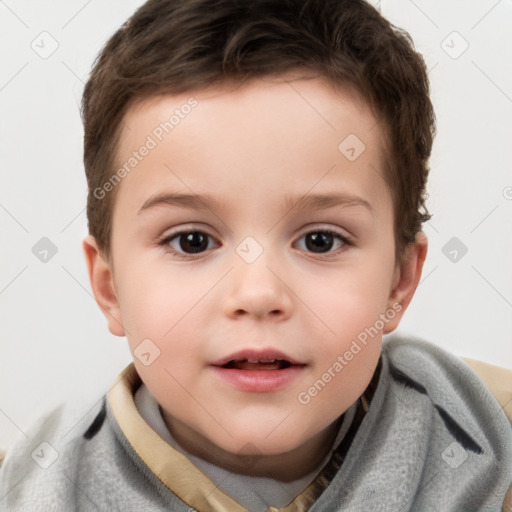 Neutral white child male with short  brown hair and brown eyes