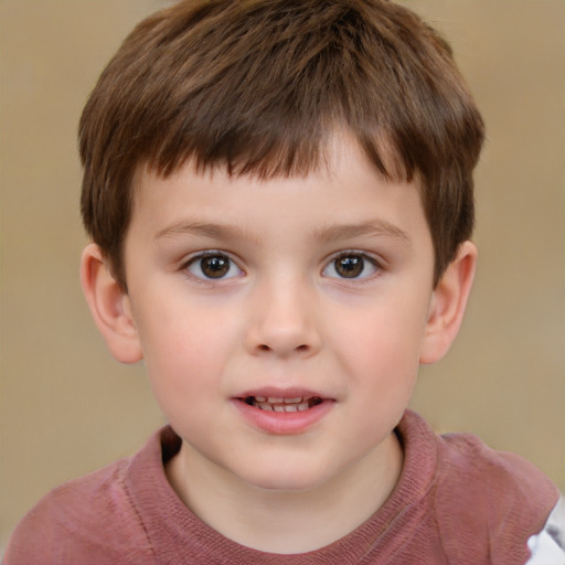 Neutral white child male with short  brown hair and brown eyes