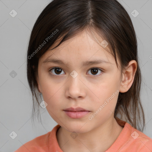 Neutral white child female with medium  brown hair and brown eyes