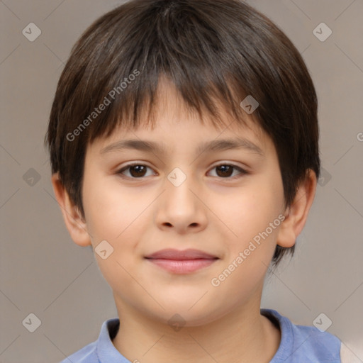 Neutral white child female with short  brown hair and brown eyes