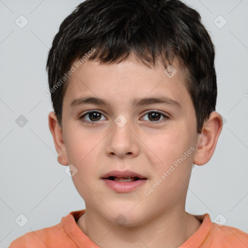 Neutral white child male with short  brown hair and brown eyes