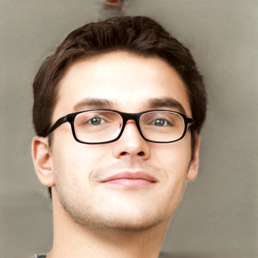 Neutral white young-adult male with short  brown hair and grey eyes