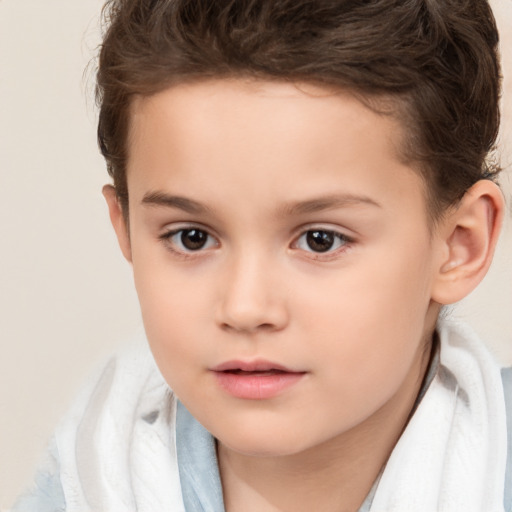 Neutral white child female with short  brown hair and brown eyes