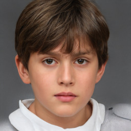 Neutral white child male with short  brown hair and brown eyes