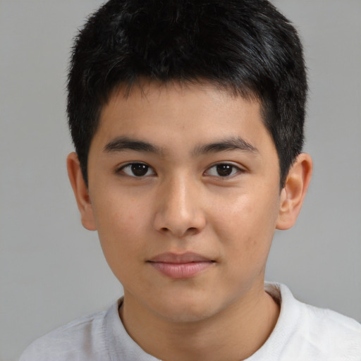 Neutral latino young-adult male with short  brown hair and brown eyes