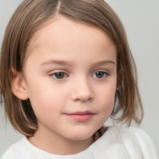 Neutral white child female with medium  brown hair and brown eyes