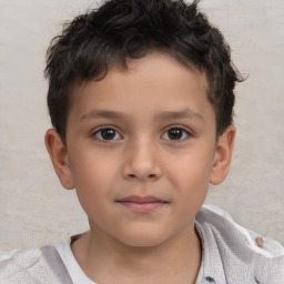 Neutral white child male with short  brown hair and brown eyes