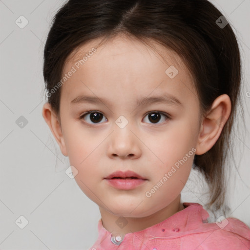 Neutral white child female with medium  brown hair and brown eyes