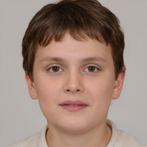 Neutral white child male with short  brown hair and brown eyes