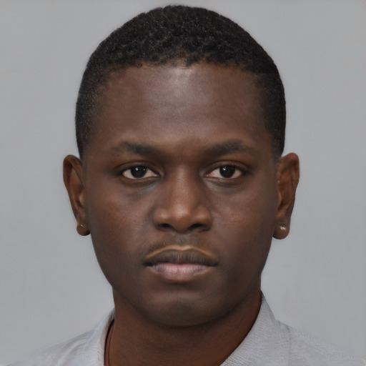 Neutral black young-adult male with short  brown hair and brown eyes