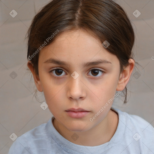 Neutral white child female with medium  brown hair and brown eyes