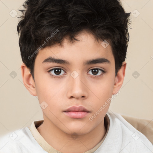 Neutral white child male with short  brown hair and brown eyes