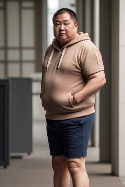 Chinese middle-aged male with  brown hair