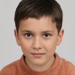 Neutral white child male with short  brown hair and brown eyes