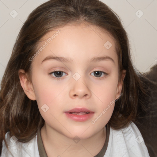 Neutral white child female with medium  brown hair and brown eyes