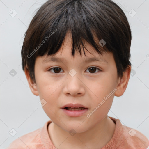 Neutral white child male with short  brown hair and brown eyes