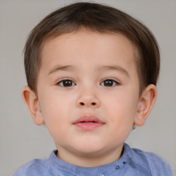 Neutral white child male with short  brown hair and brown eyes