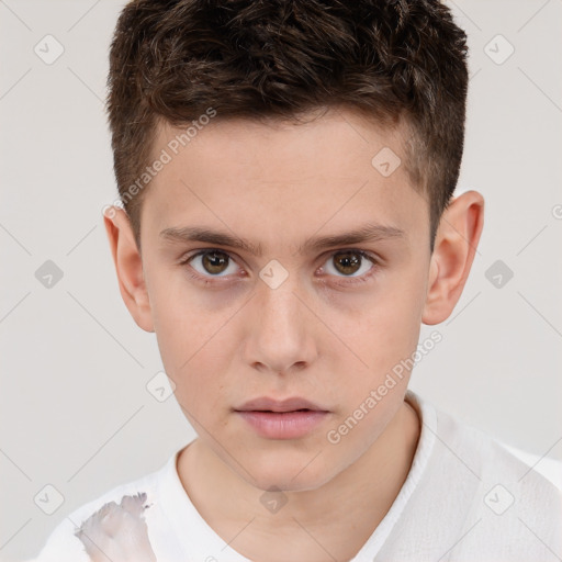 Neutral white child male with short  brown hair and brown eyes