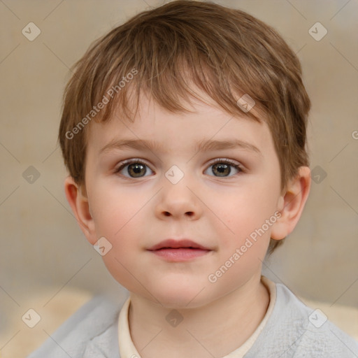 Neutral white child male with short  brown hair and brown eyes