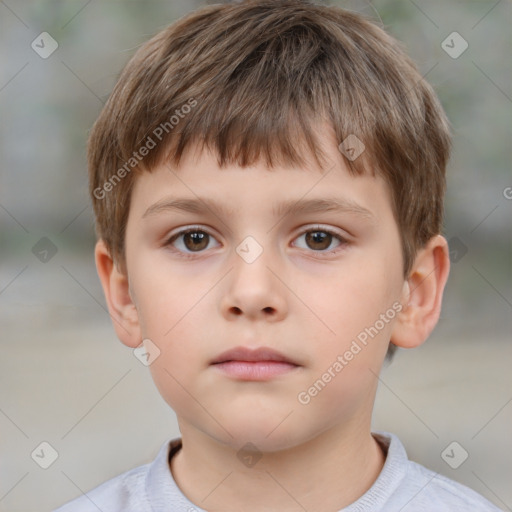 Neutral white child male with short  brown hair and brown eyes