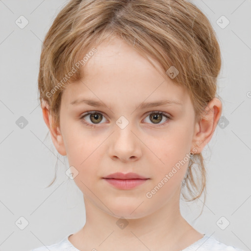 Neutral white child female with medium  brown hair and brown eyes