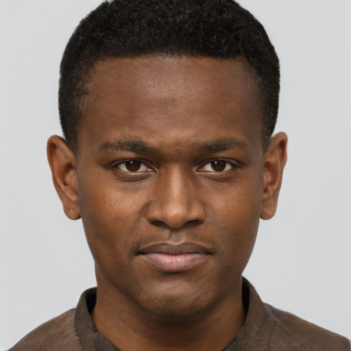 Neutral black young-adult male with short  brown hair and brown eyes