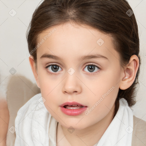 Neutral white child female with medium  brown hair and brown eyes