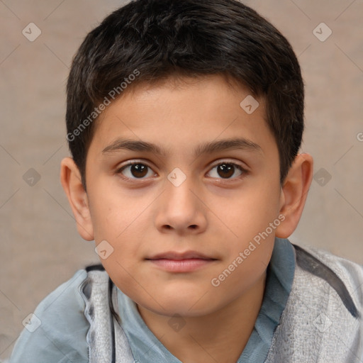 Neutral white child male with short  brown hair and brown eyes