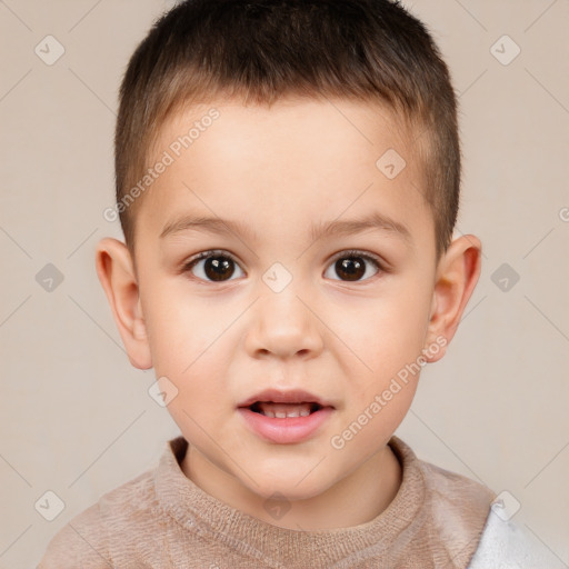 Neutral white child male with short  brown hair and brown eyes