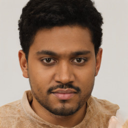 Neutral black young-adult male with short  brown hair and brown eyes