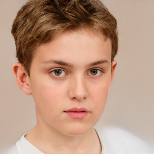 Neutral white child male with short  brown hair and brown eyes