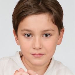 Neutral white child female with short  brown hair and brown eyes