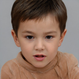 Neutral white child male with short  brown hair and brown eyes