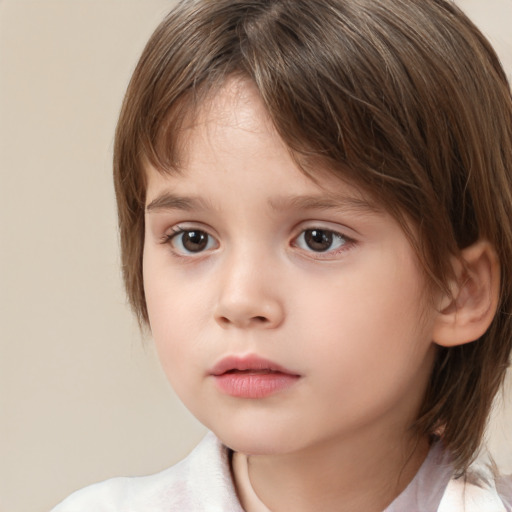 Neutral white child female with medium  brown hair and brown eyes