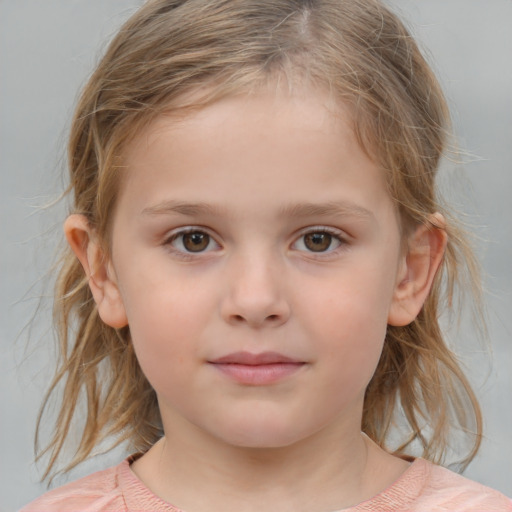 Neutral white child female with medium  brown hair and brown eyes