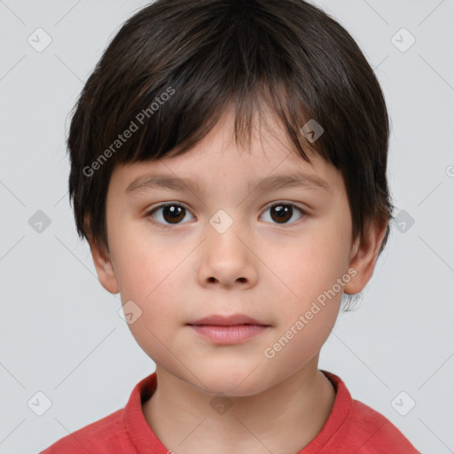 Neutral white child male with short  brown hair and brown eyes