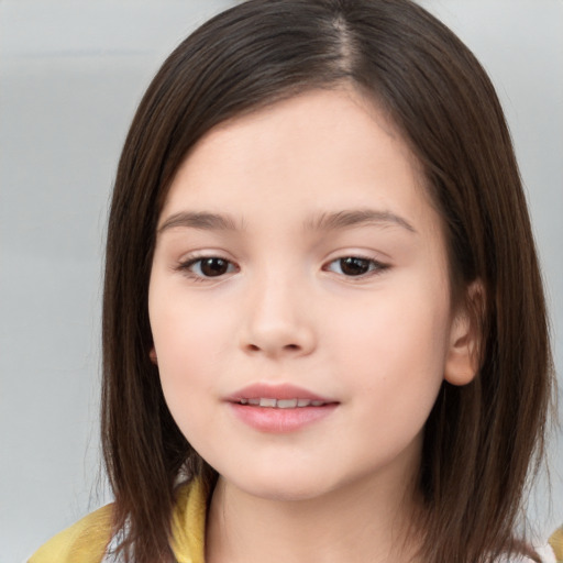 Neutral white child female with medium  brown hair and brown eyes