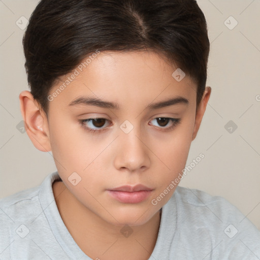 Neutral white child female with short  brown hair and brown eyes